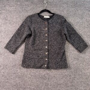 VTG Phillip Broess Womens‎ M Gray Cardigan Sweater Knit 3/4 Sleeve USA Made